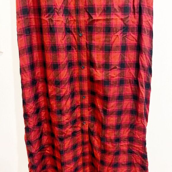 Mossimo Women Red Shirt Dress M Plaid Button Up Sleeveless N-Neck Gorpcore Vtg - Picture 4 of 11